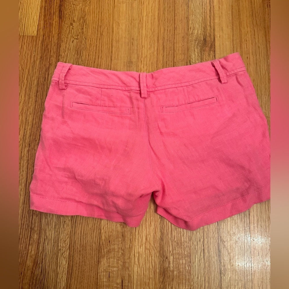 Lilly Pulitzer Shorts Womens 0 Pink Calla Short Linen Pocket Chino Casual (g8)
